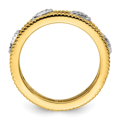 Sterlingsilber Stapelbar Expressions Vergoldet Diamant Jacke Ring