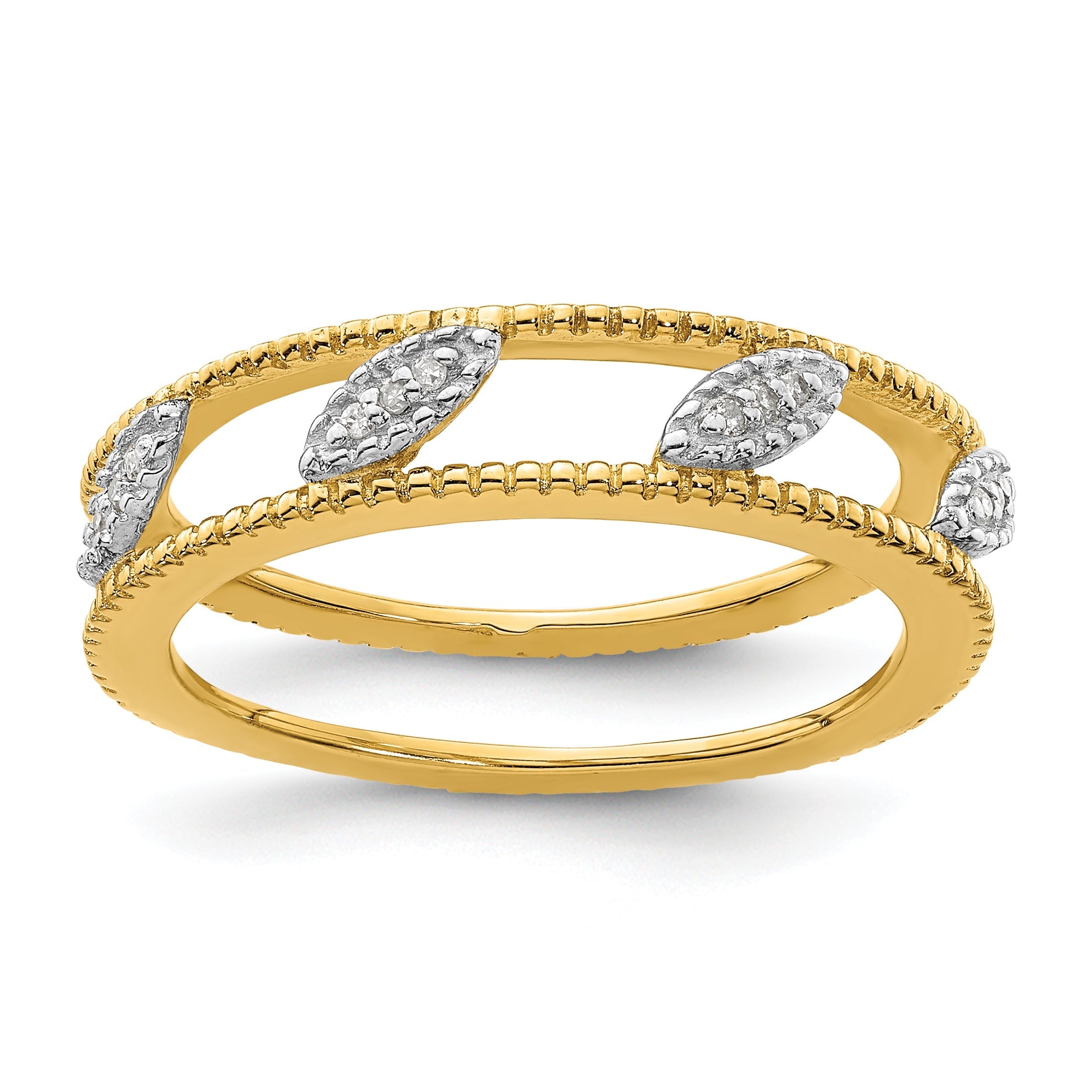 Sterlingsilber Stapelbar Expressions Vergoldet Diamant Jacke Ring