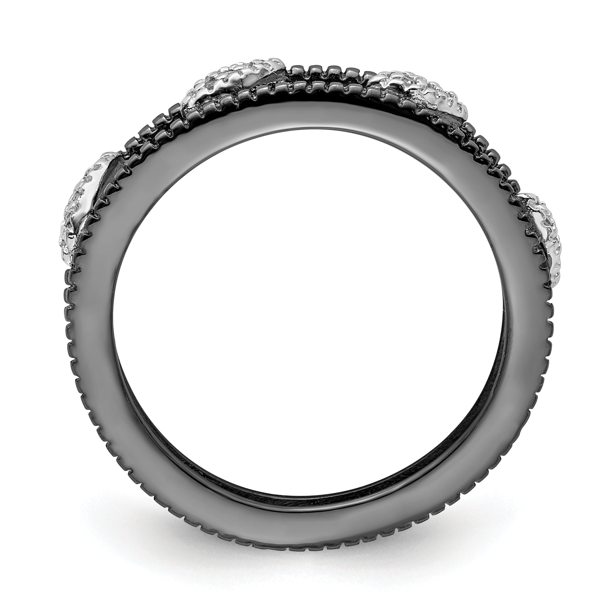 Sterlingsilber Stapelbar Expressions Rutheniumbeschichtet Diamant Jacke Ring