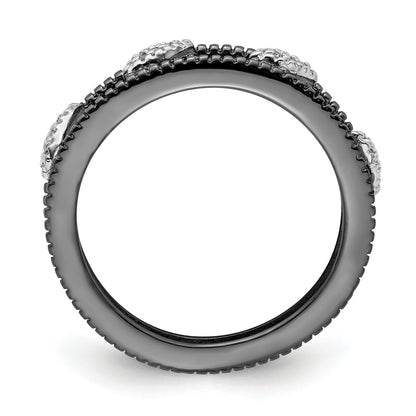 Sterlingsilber Stapelbar Expressions Rutheniumbeschichtet Diamant Jacke Ring