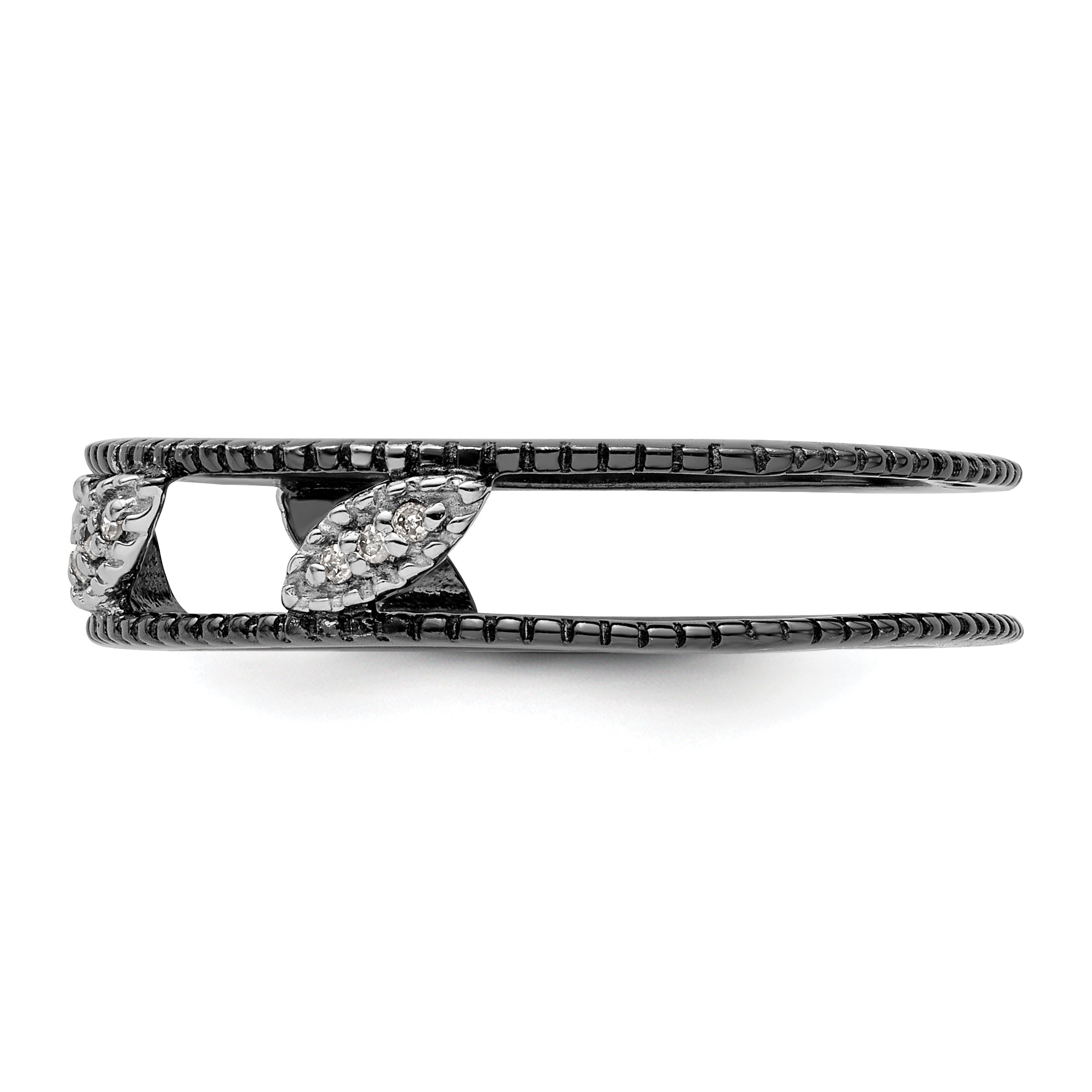 Sterlingsilber Stapelbar Expressions Rutheniumbeschichtet Diamant Jacke Ring