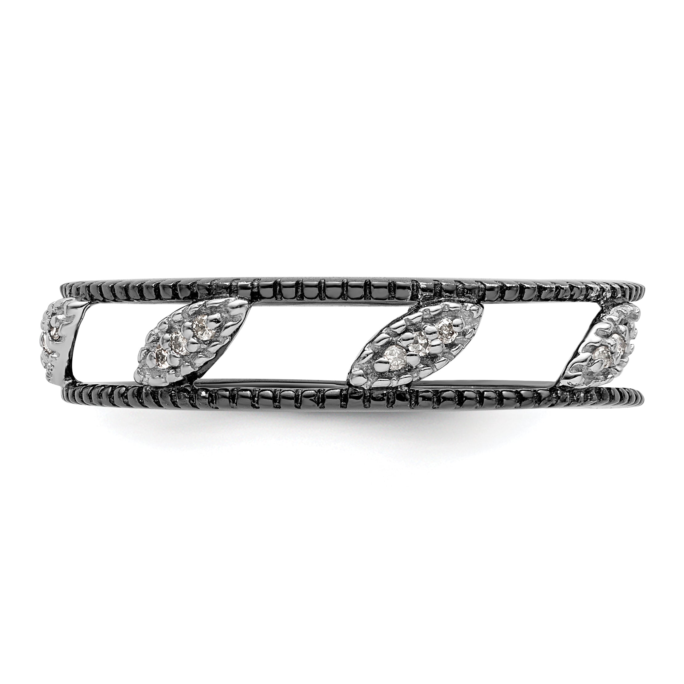 Sterlingsilber Stapelbar Expressions Rutheniumbeschichtet Diamant Jacke Ring