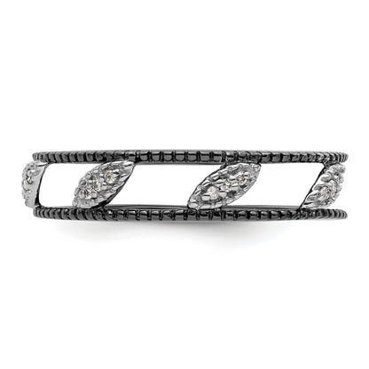 Sterlingsilber Stapelbar Expressions Rutheniumbeschichtet Diamant Jacke Ring