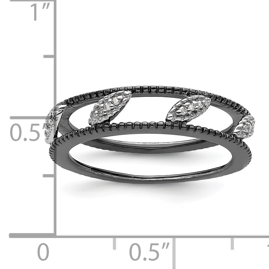 Sterlingsilber Stapelbar Expressions Rutheniumbeschichtet Diamant Jacke Ring