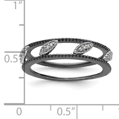 Sterlingsilber Stapelbar Expressions Rutheniumbeschichtet Diamant Jacke Ring