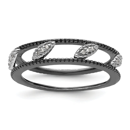 Sterlingsilber Stapelbar Expressions Rutheniumbeschichtet Diamant Jacke Ring