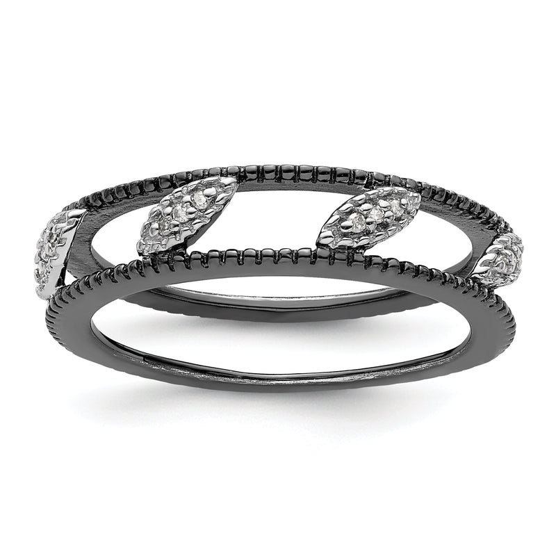 Sterlingsilber Stapelbar Expressions Rutheniumbeschichtet Diamant Jacke Ring