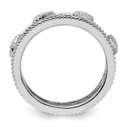 Sterlingsilber Stapelbar Expressions Rhodiniert Diamant Jacke Ring