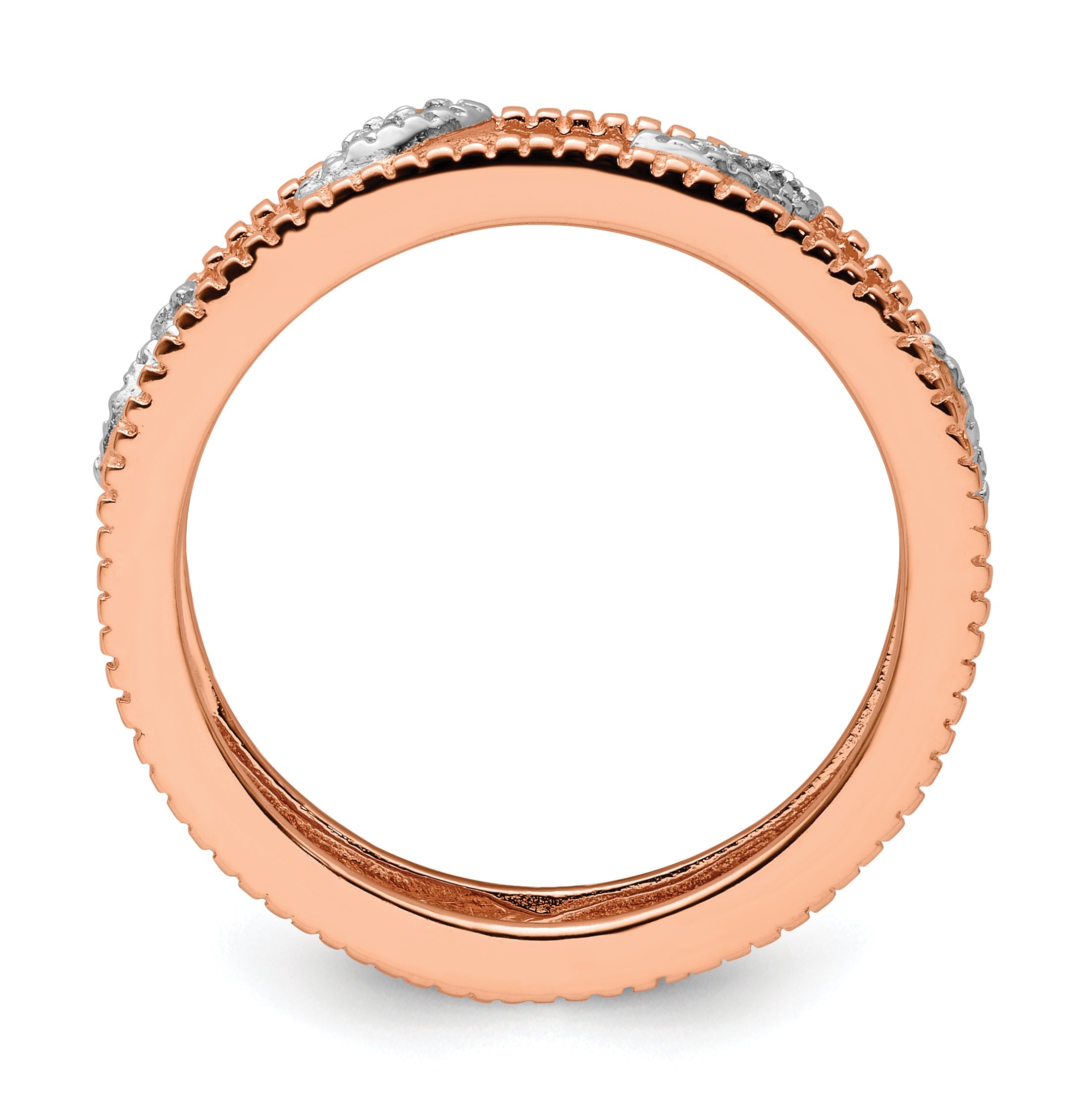 Sterlingsilber Stapelbar Expressions Rose Vergoldet Diamant Jacke Ring
