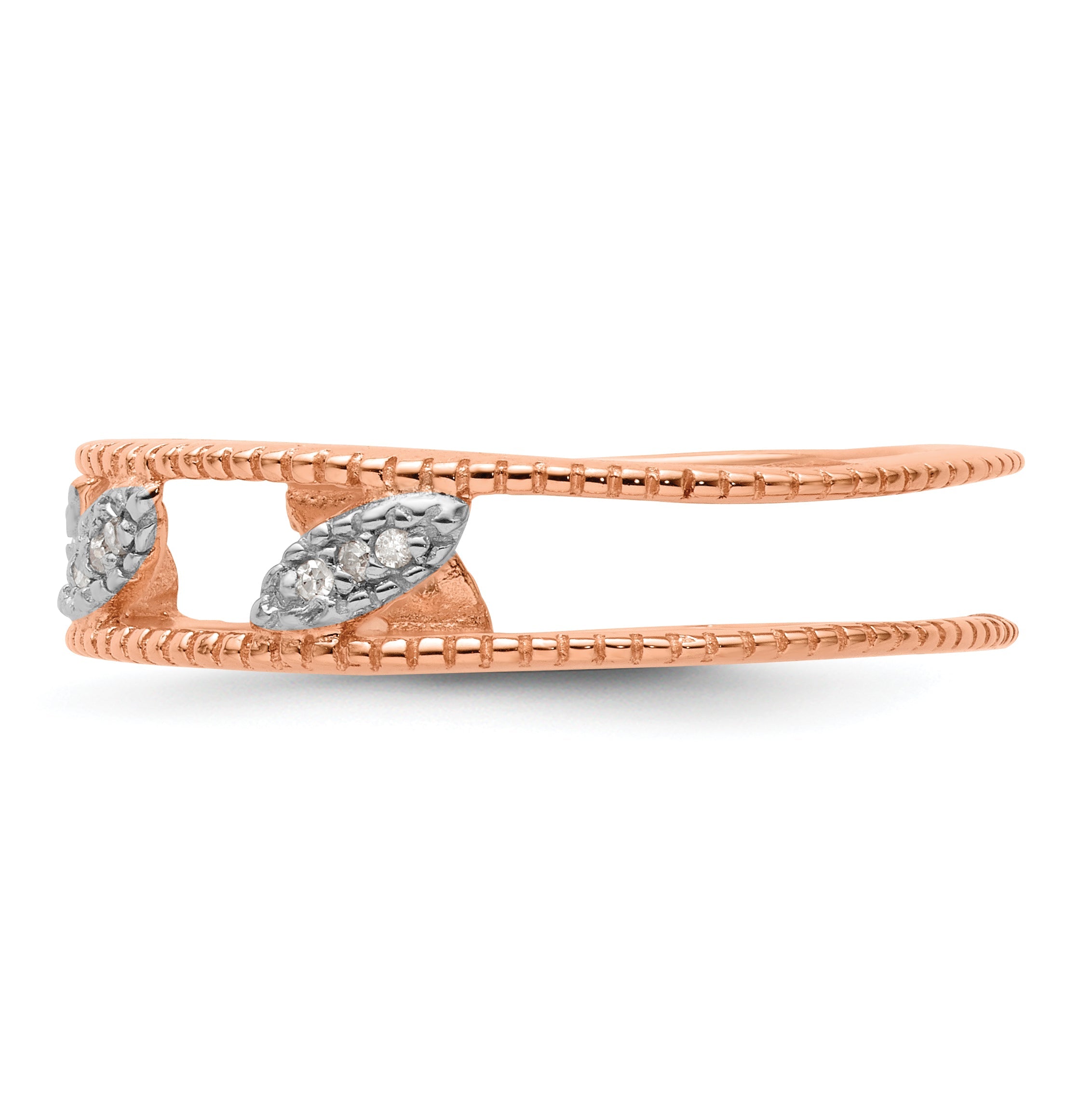 Sterlingsilber Stapelbar Expressions Rose Vergoldet Diamant Jacke Ring