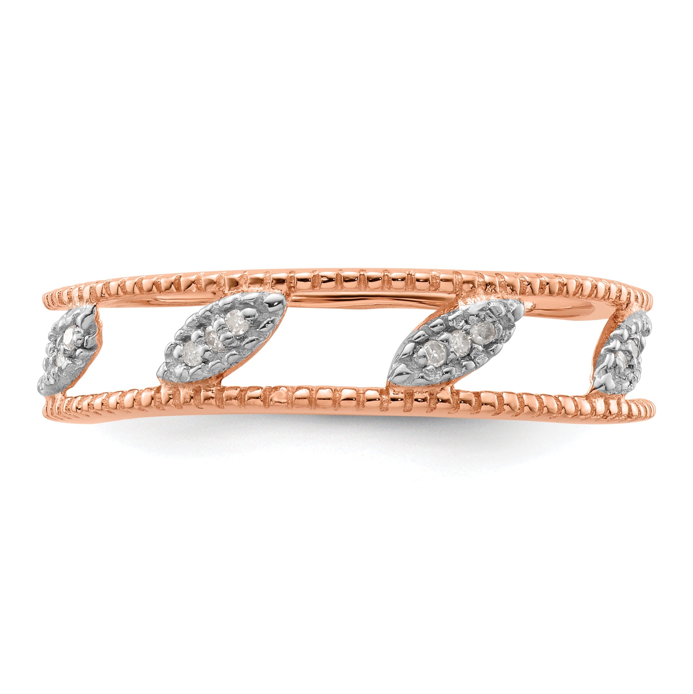 Sterlingsilber Stapelbar Expressions Rose Vergoldet Diamant Jacke Ring