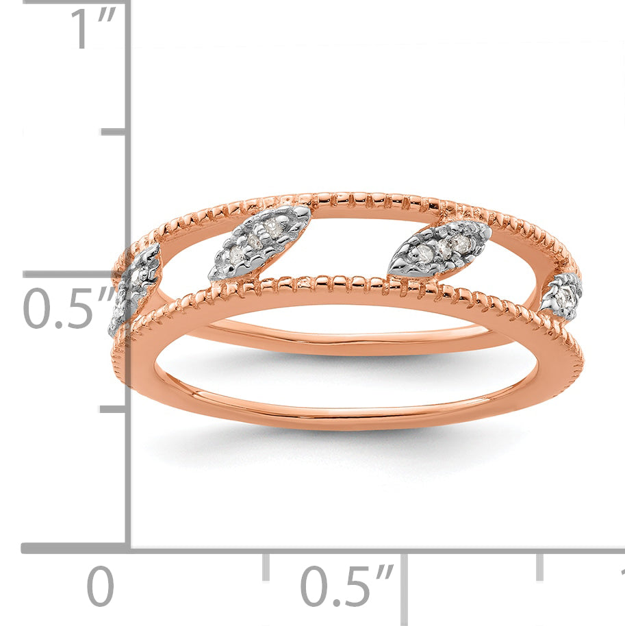 Sterlingsilber Stapelbar Expressions Rose Vergoldet Diamant Jacke Ring