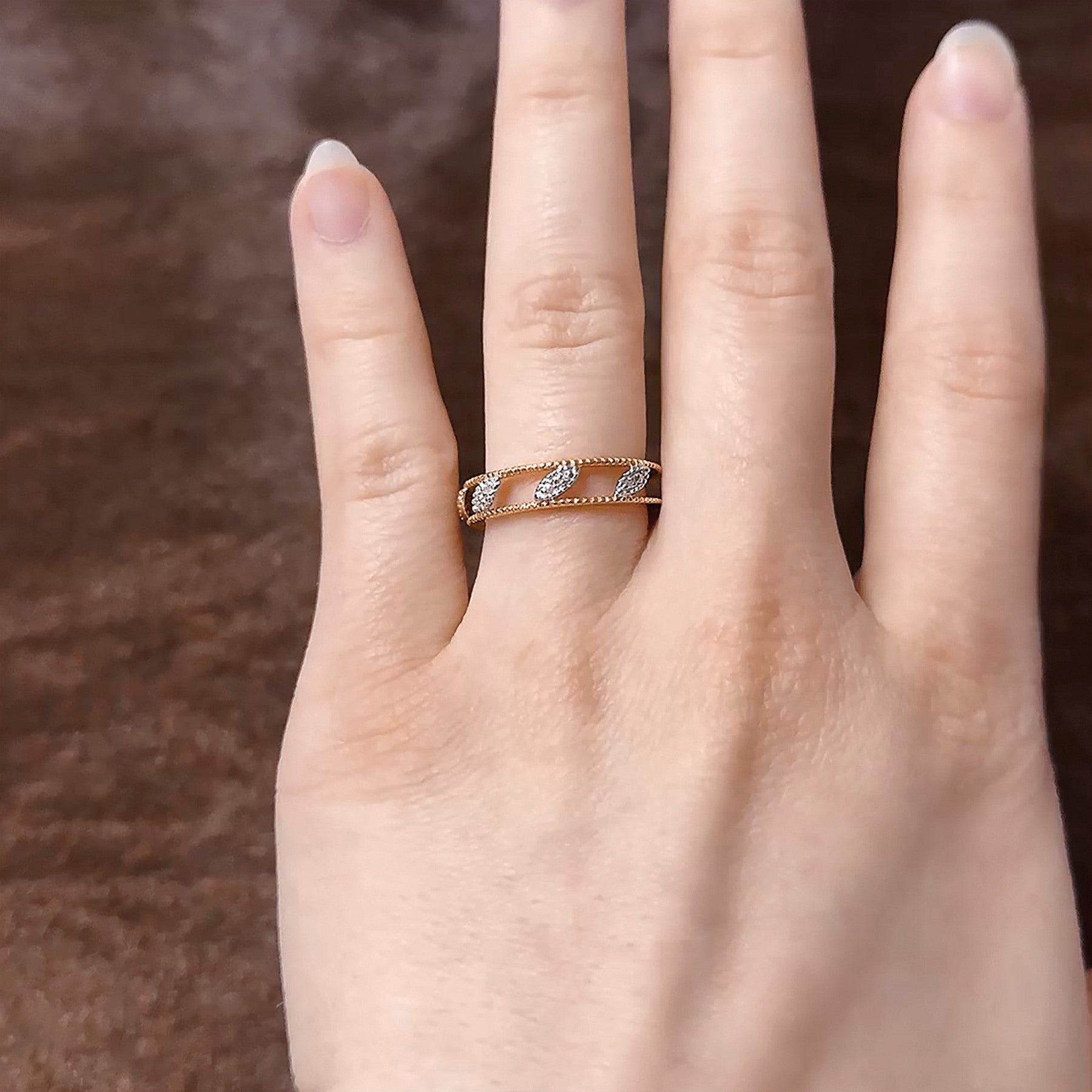 Sterlingsilber Stapelbar Expressions Rose Vergoldet Diamant Jacke Ring