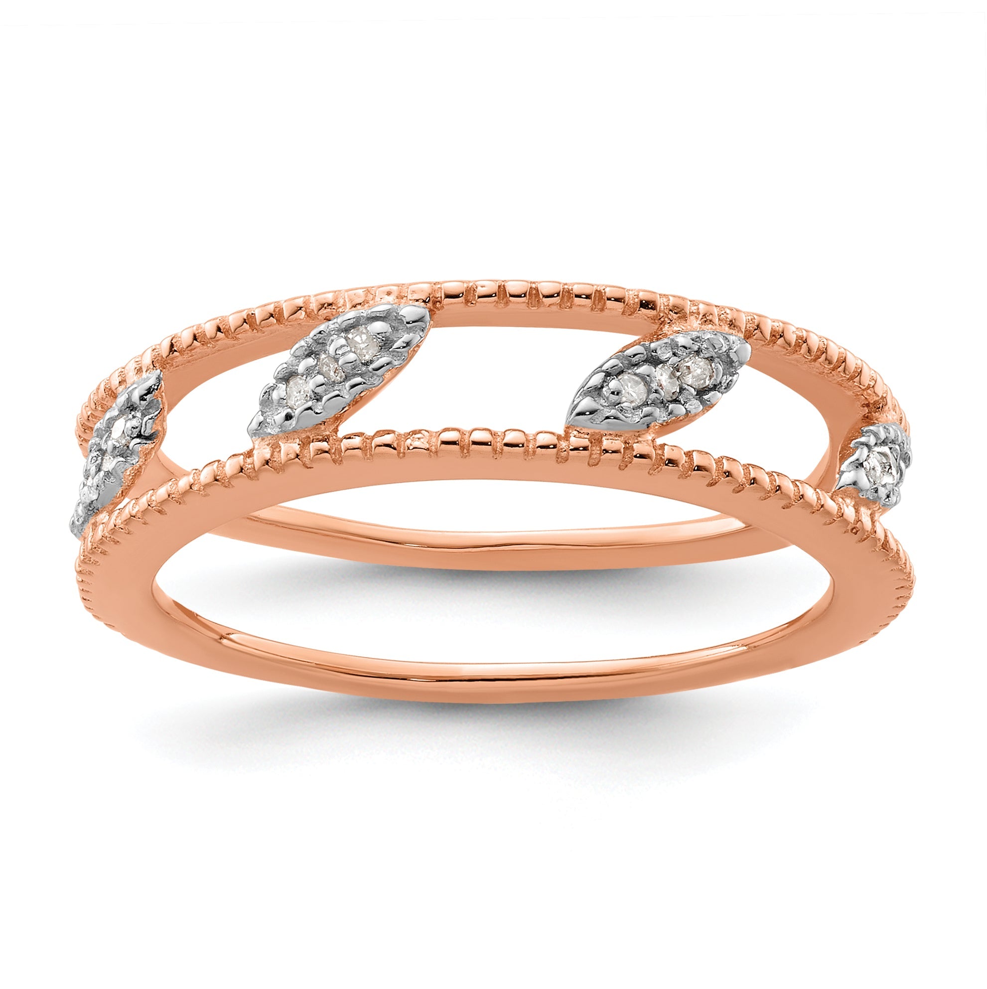Sterlingsilber Stapelbar Expressions Rose Vergoldet Diamant Jacke Ring