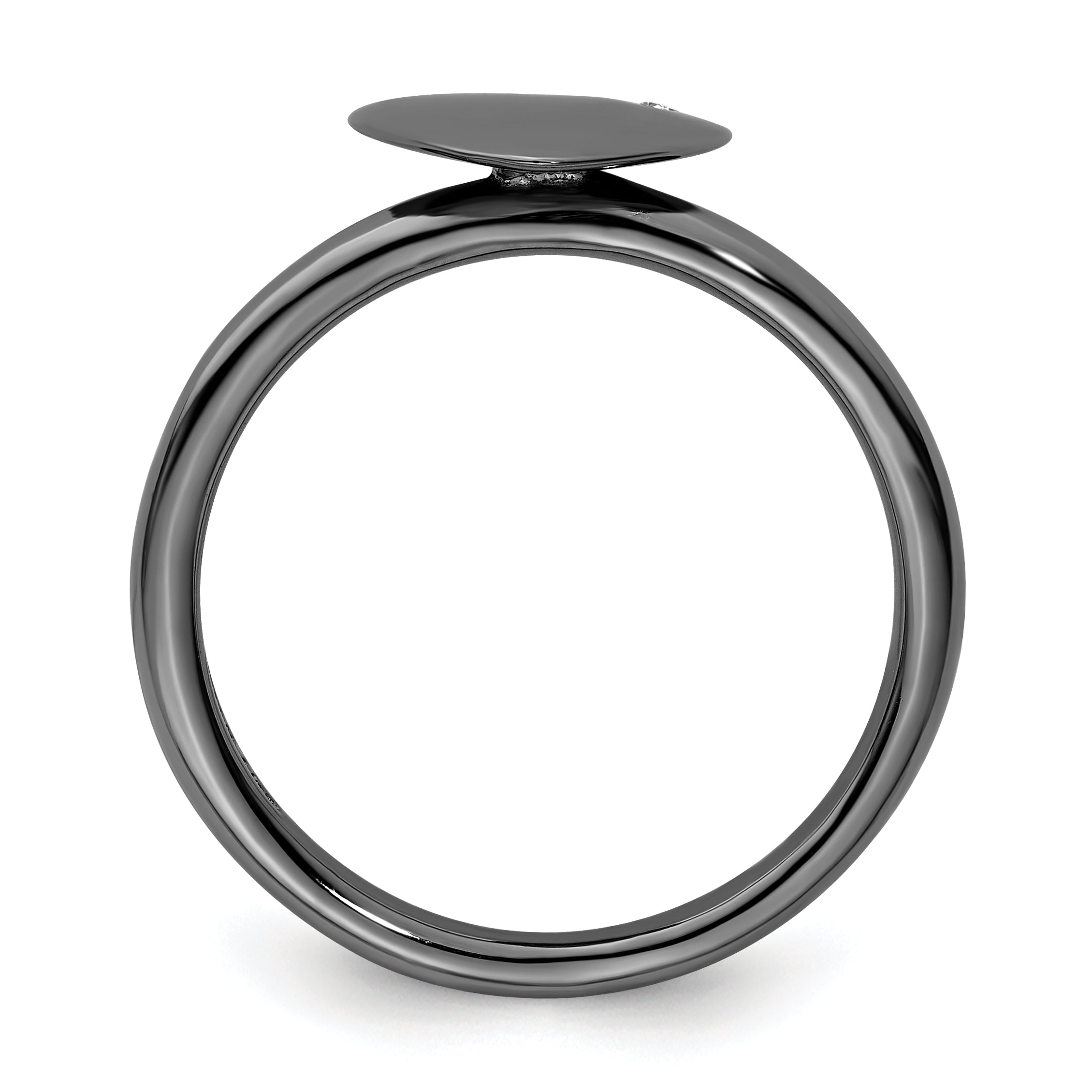 Sterlingsilber Stapelbar Expressions Rutheniumbeschichtet Herz Diamant Ring