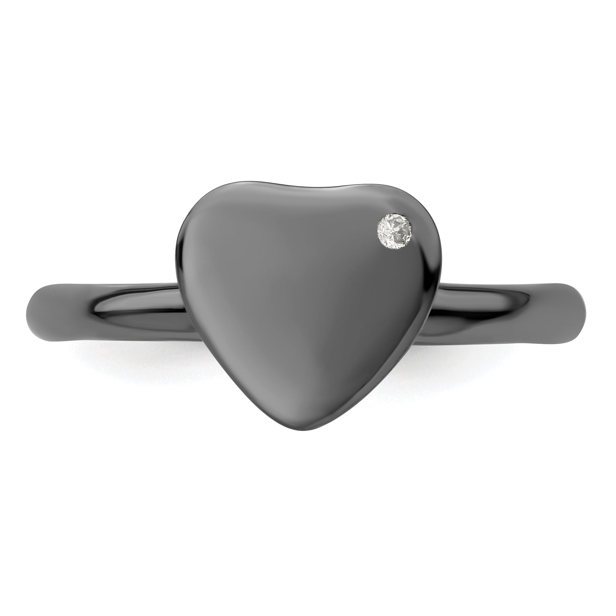 Sterlingsilber Stapelbar Expressions Rutheniumbeschichtet Herz Diamant Ring