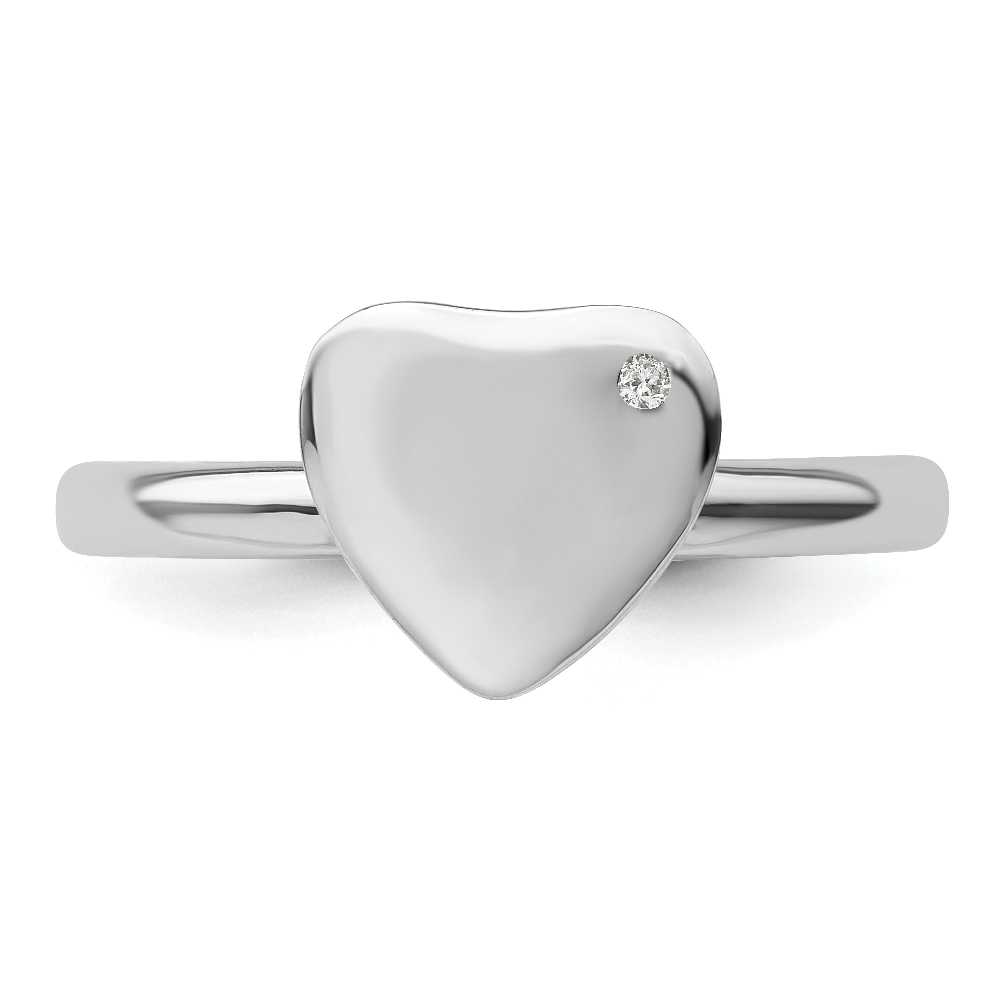 Sterlingsilber Stapelbar Expressions Rhodiniert Herz Diamant Ring