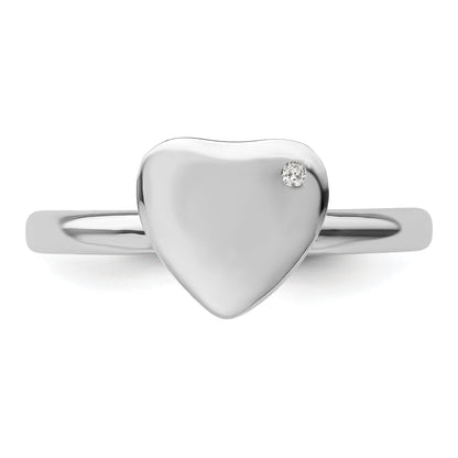 Sterlingsilber Stapelbar Expressions Rhodiniert Herz Diamant Ring