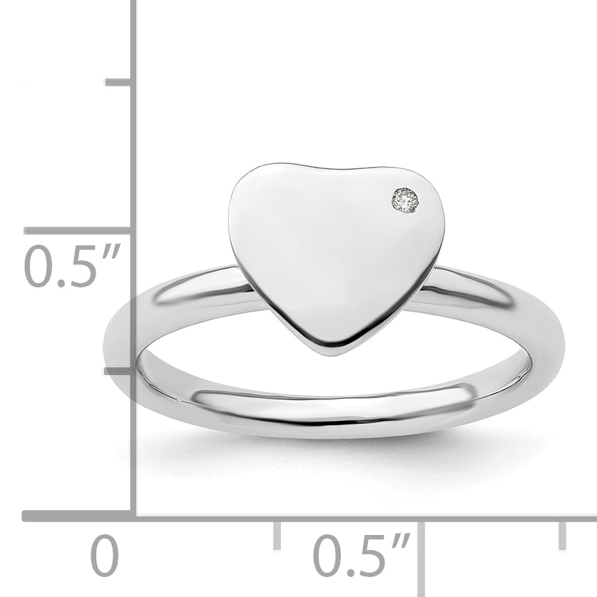 Sterlingsilber Stapelbar Expressions Rhodiniert Herz Diamant Ring