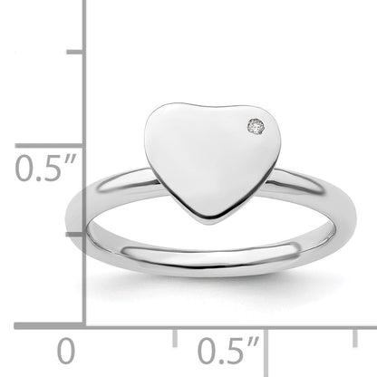 Sterlingsilber Stapelbar Expressions Rhodiniert Herz Diamant Ring