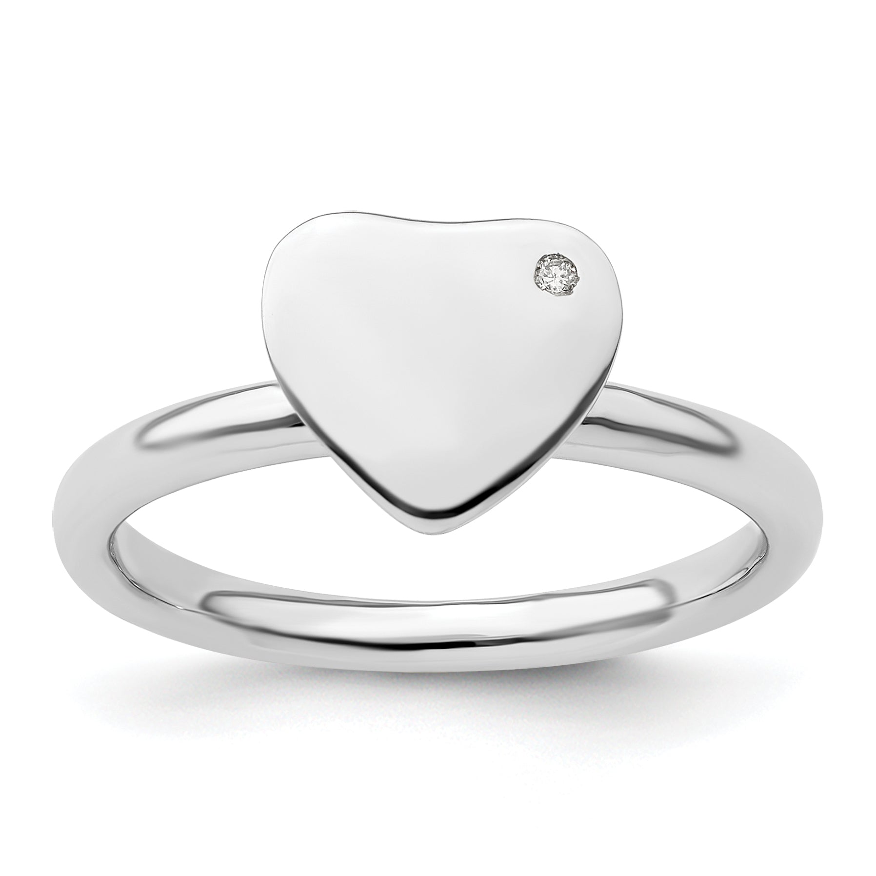 Sterlingsilber Stapelbar Expressions Rhodiniert Herz Diamant Ring