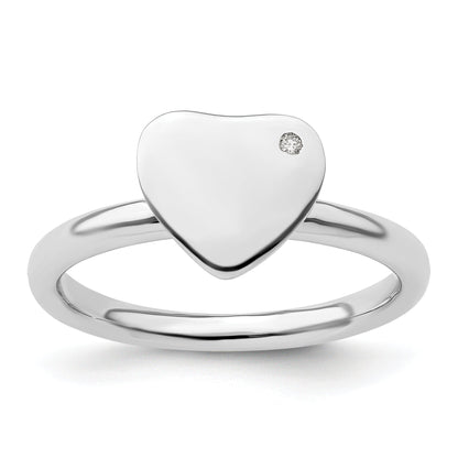 Sterlingsilber Stapelbar Expressions Rhodiniert Herz Diamant Ring