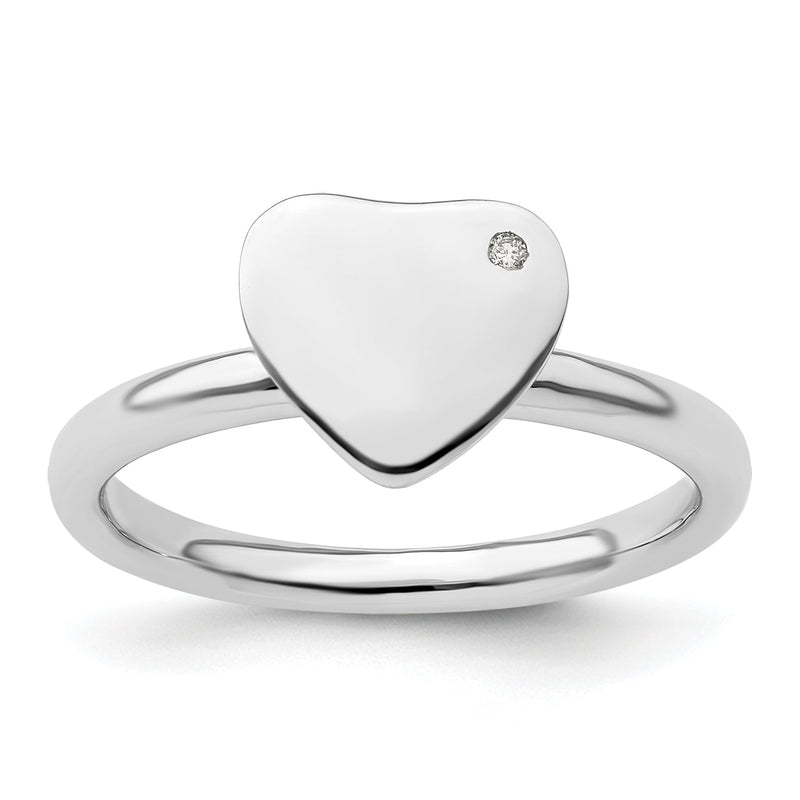 Sterlingsilber Stapelbar Expressions Rhodiniert Herz Diamant Ring