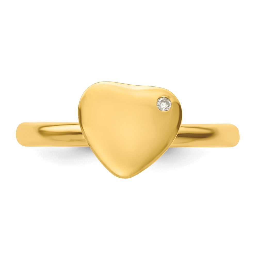 Sterlingsilber Stapelbar Expressions Vergoldet Herz Diamant Ring