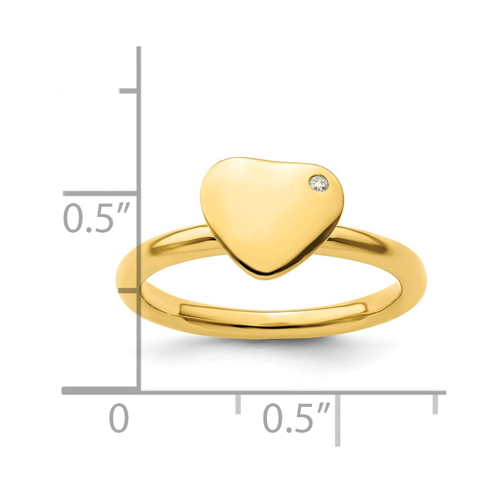 Sterlingsilber Stapelbar Expressions Vergoldet Herz Diamant Ring