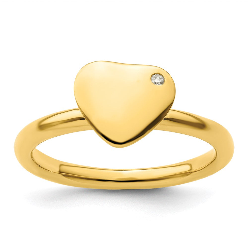 Sterlingsilber Stapelbar Expressions Vergoldet Herz Diamant Ring