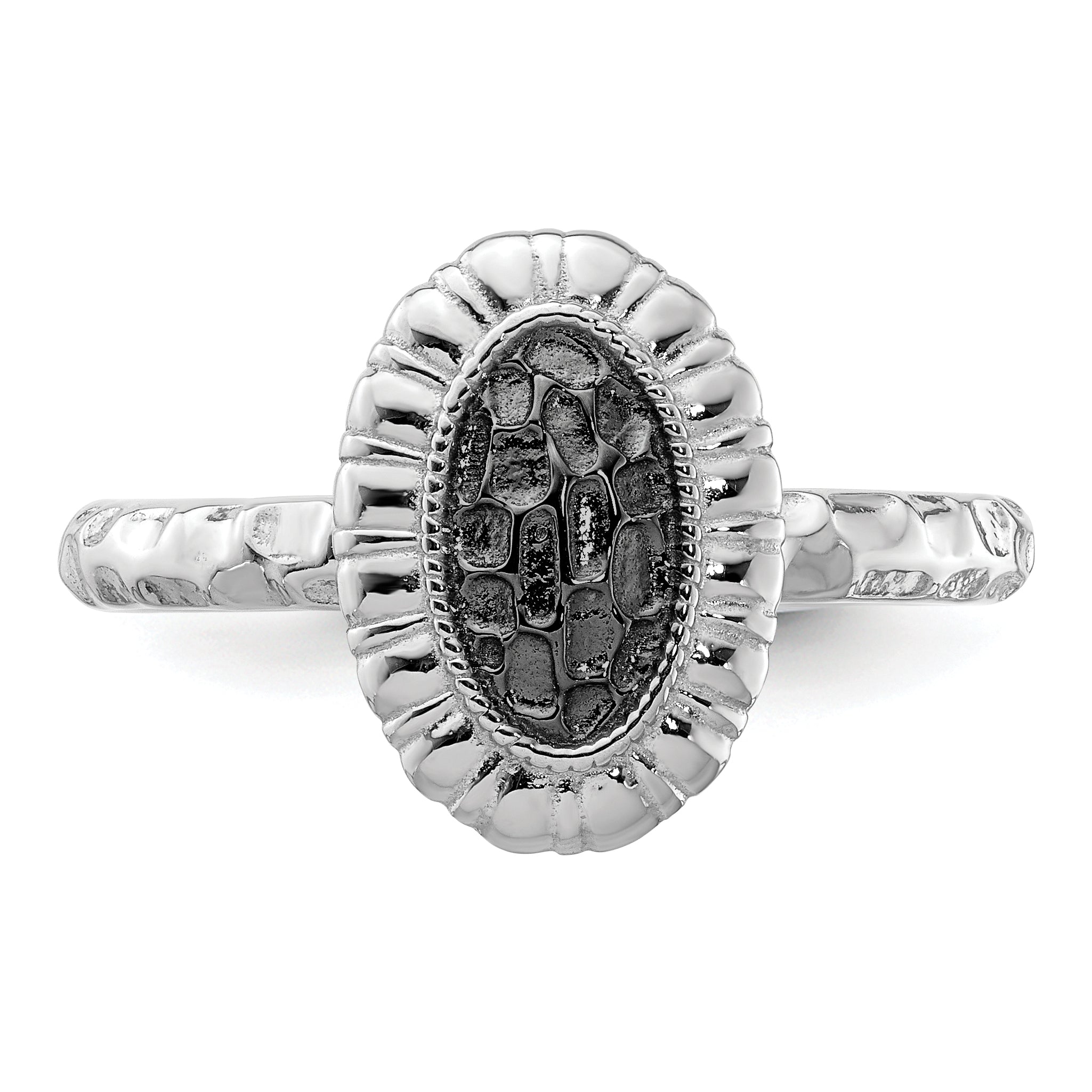 Sterlingsilber Stapelbar Expressions Rutheniumbeschichtet Oval Ring