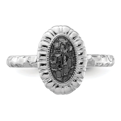 Sterlingsilber Stapelbar Expressions Rutheniumbeschichtet Oval Ring