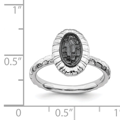 Sterlingsilber Stapelbar Expressions Rutheniumbeschichtet Oval Ring