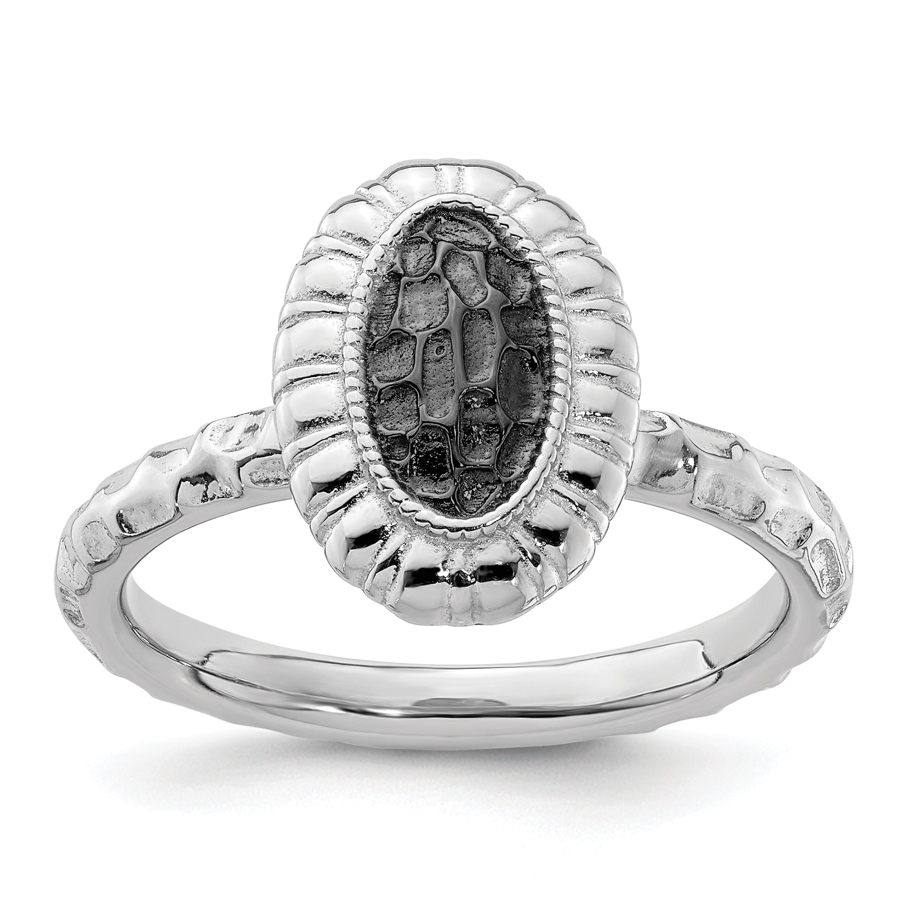 Sterlingsilber Stapelbar Expressions Rutheniumbeschichtet Oval Ring