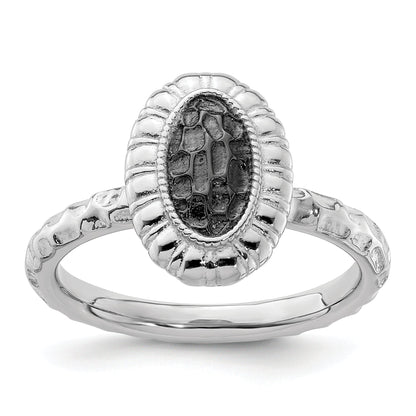 Sterlingsilber Stapelbar Expressions Rutheniumbeschichtet Oval Ring
