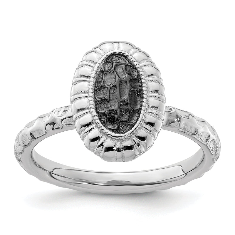 Sterlingsilber Stapelbar Expressions Rutheniumbeschichtet Oval Ring