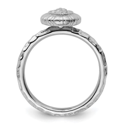 Sterlingsilber Stapelbar Expressions Rhodiniert Oval Ring