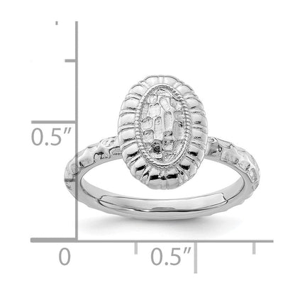 Sterlingsilber Stapelbar Expressions Rhodiniert Oval Ring