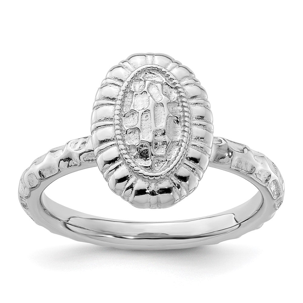 Sterlingsilber Stapelbar Expressions Rhodiniert Oval Ring