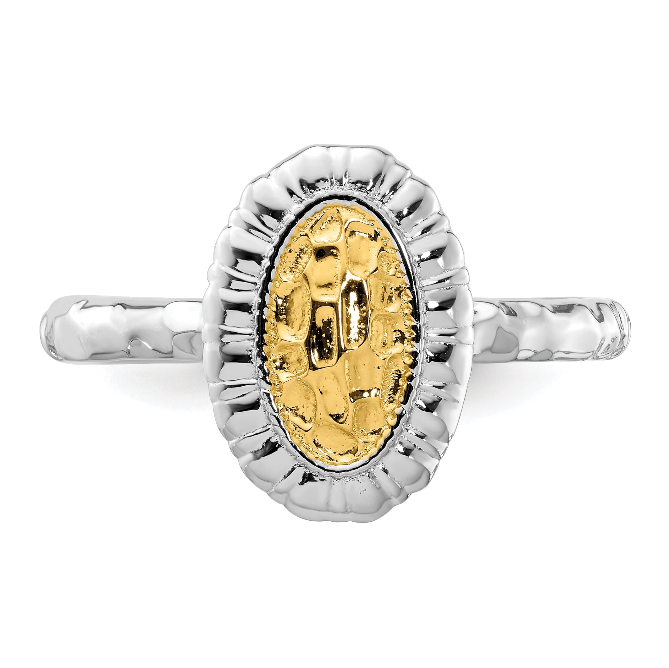 Sterlingsilber Stapelbar Expressions Vergoldet Oval Ring