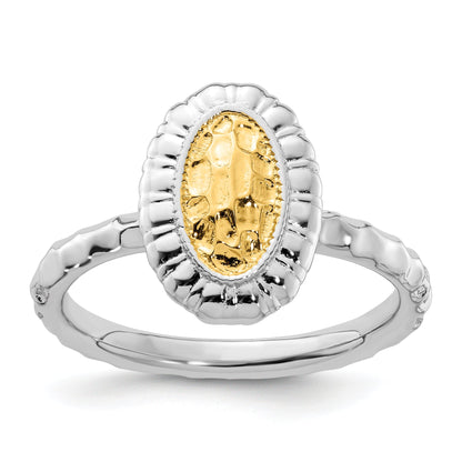 Sterlingsilber Stapelbar Expressions Vergoldet Oval Ring