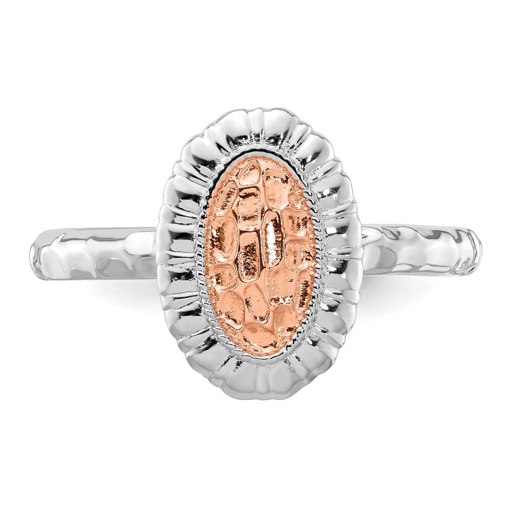Sterlingsilber Stapelbar Expressions Rose Vergoldet Oval Ring