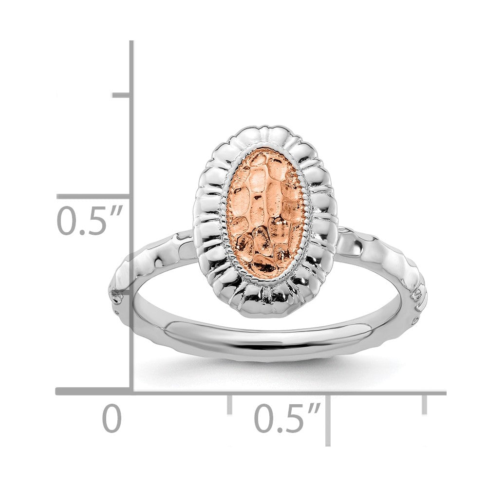Sterlingsilber Stapelbar Expressions Rose Vergoldet Oval Ring