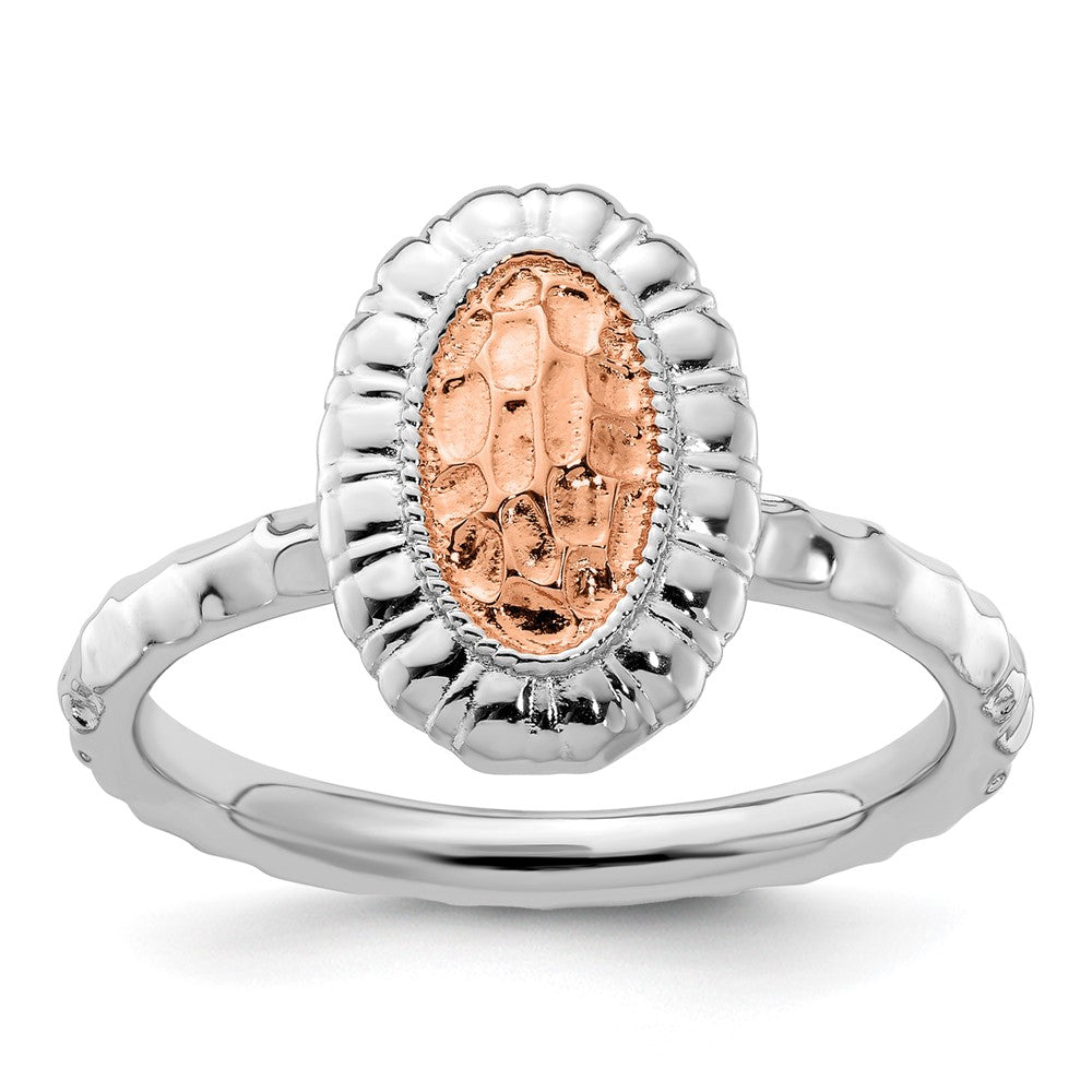 Sterlingsilber Stapelbar Expressions Rose Vergoldet Oval Ring
