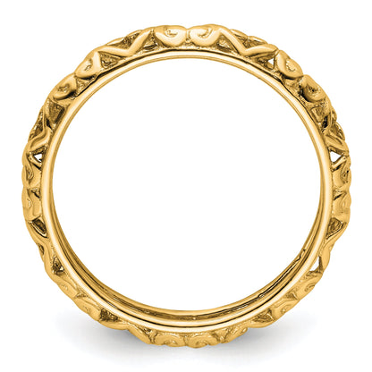 Sterlingsilber Stapelbar Expressions Vergoldet Carved Ring