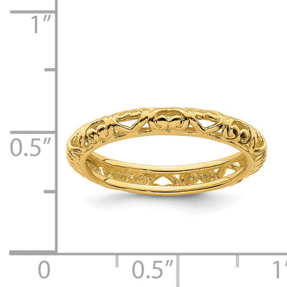 Sterlingsilber Stapelbar Expressions Vergoldet Carved Ring