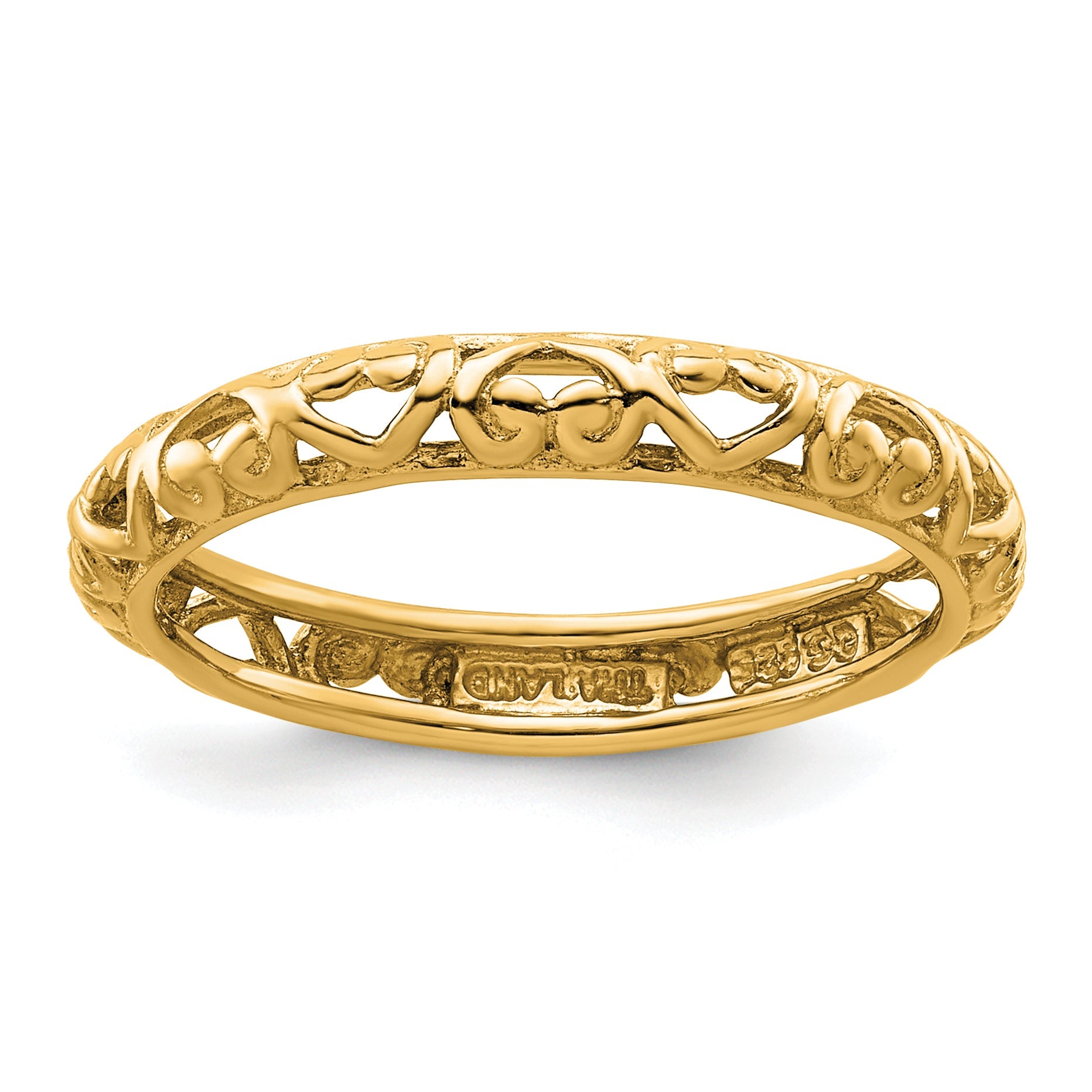Sterlingsilber Stapelbar Expressions Vergoldet Carved Ring