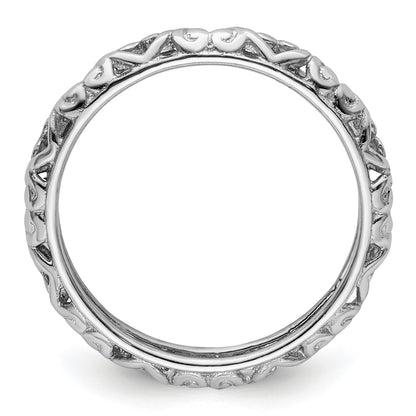 Sterlingsilber Stapelbar Expressions Rhodium Carved Ring