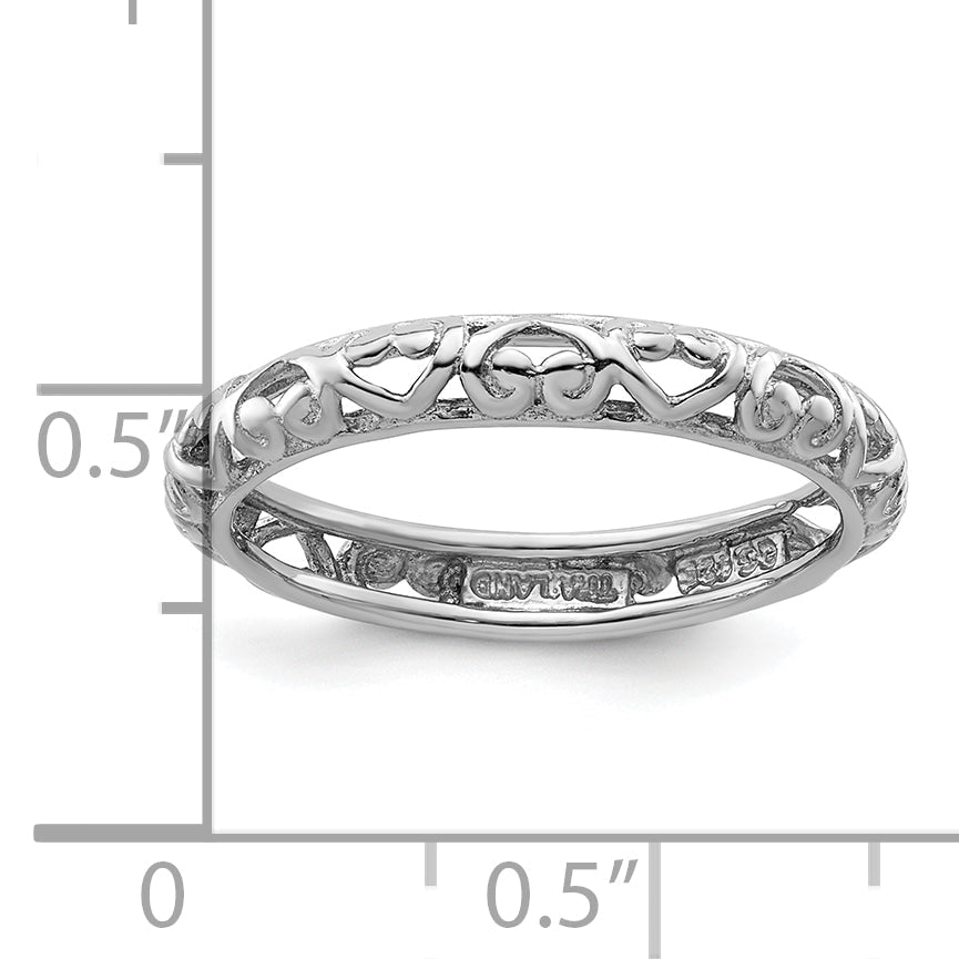 Sterlingsilber Stapelbar Expressions Rhodium Carved Ring