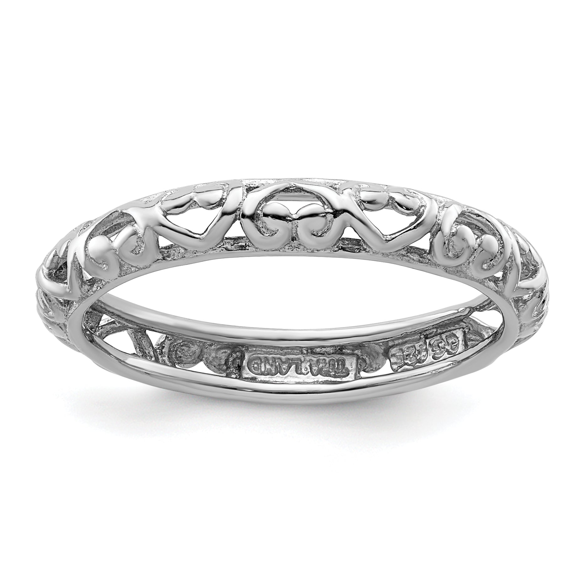 Sterlingsilber Stapelbar Expressions Rhodium Carved Ring